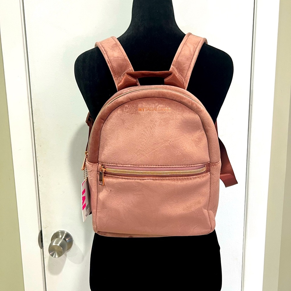 MYTAGALONGS Pink Velour Mini Backpack